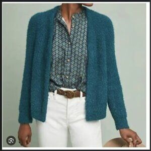 Sleeping on Snow Anthropologie Northbound Eyelash Cardigan - Teal - XS